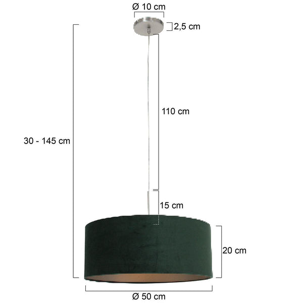 Hanglamp Sparkled Light 3602ST+K1066VS Staal-Fluweel Groen