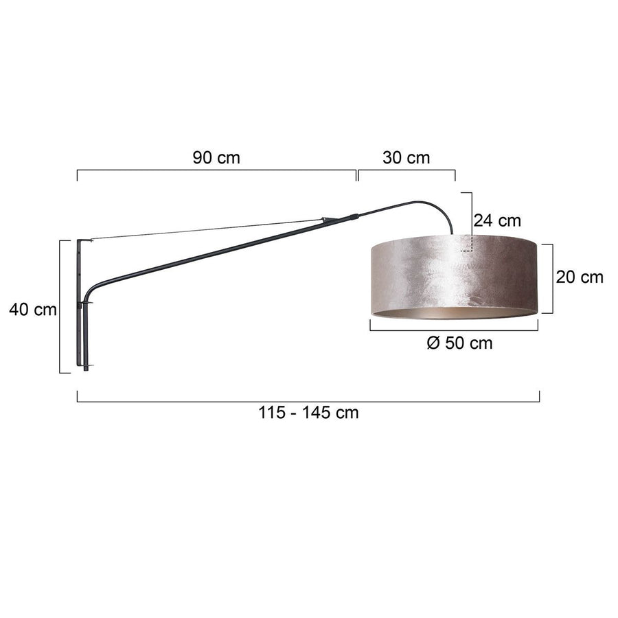 Wandlamp Elegant Classy 2574ZW+K1066GS Zwart-Fluweel Zilver
