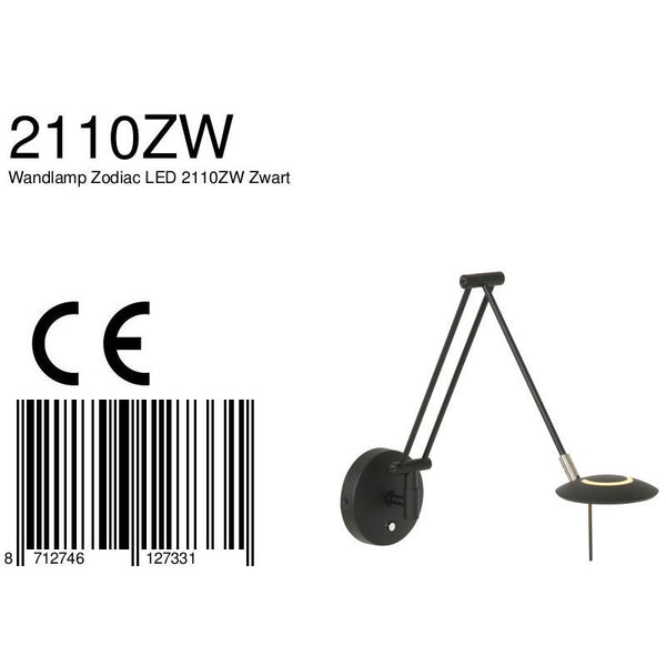 Wandlamp Zodiac 2110ZW Zwart