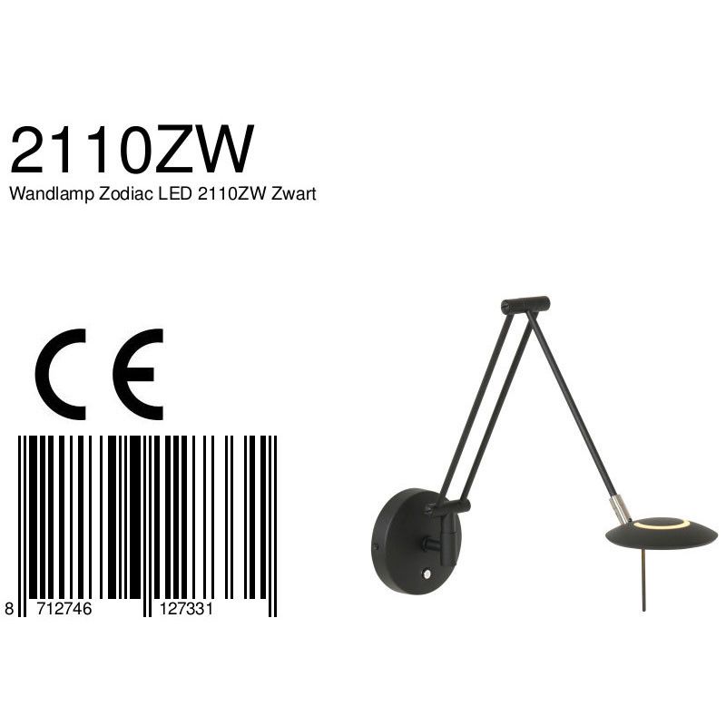Wandlamp Zodiac 2110ZW Zwart