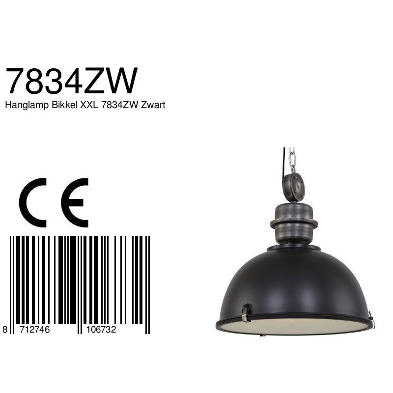 Hanglamp Bikkel XXL 7834ZW Zwart