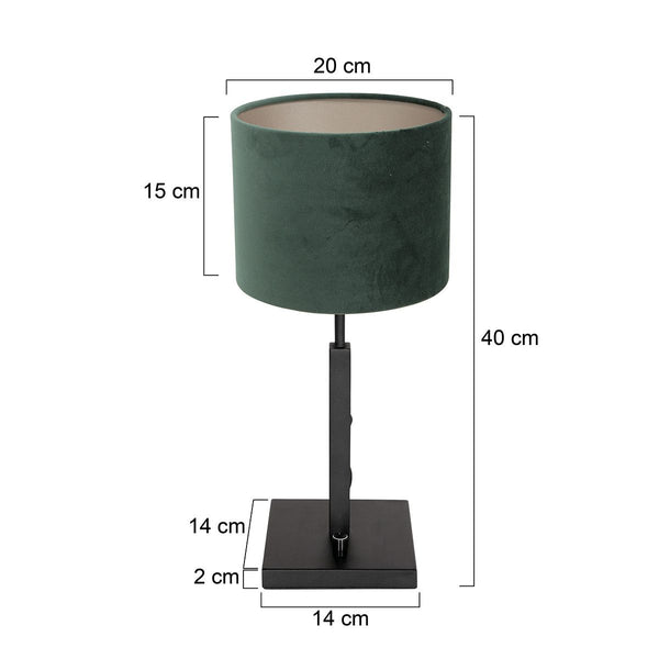 Tafellamp Stang 8162ZW Zwart + Velours Groene kap