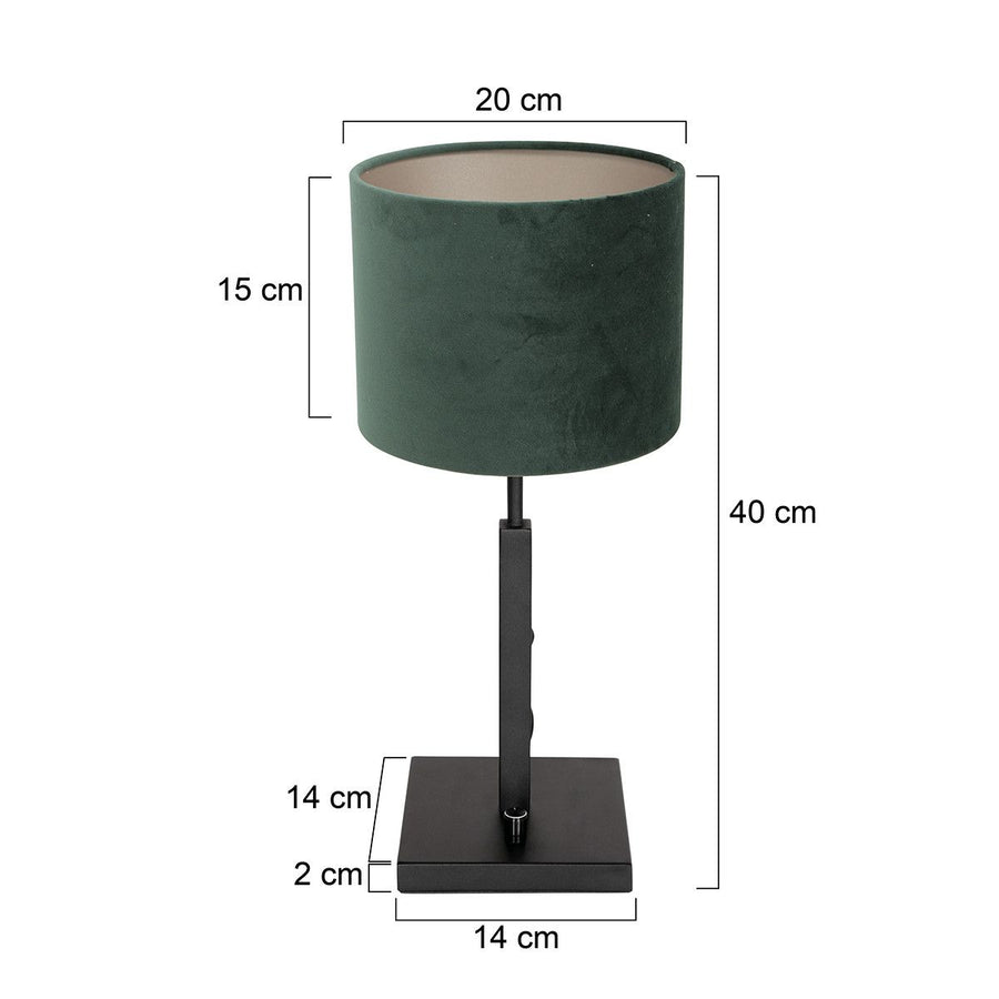 Tafellamp Stang 8162ZW Zwart + Velours Groene kap