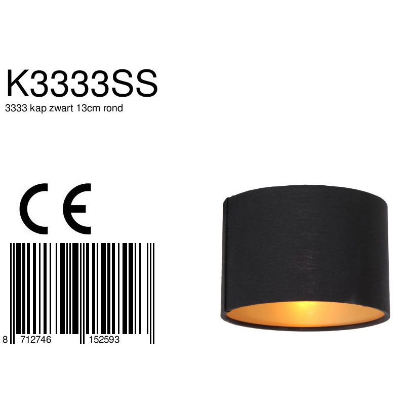 K3333SS kap zwart 13cm rond