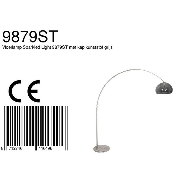 Vloerlamp Sparkled Light 7268ST+K11130S Staal-Grijs Kunststof