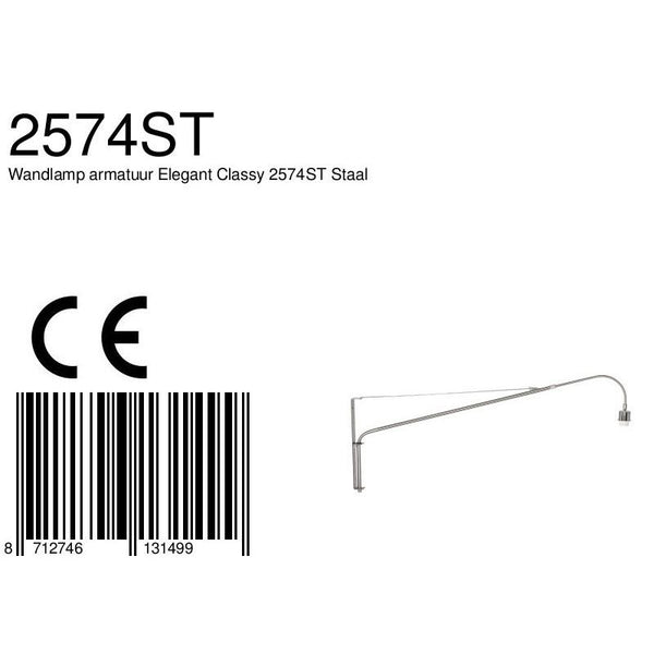 Wandlamp Elegant Classy 2574ST Staal
