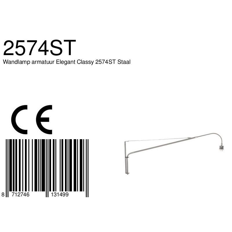 Wandlamp Elegant Classy 2574ST Staal