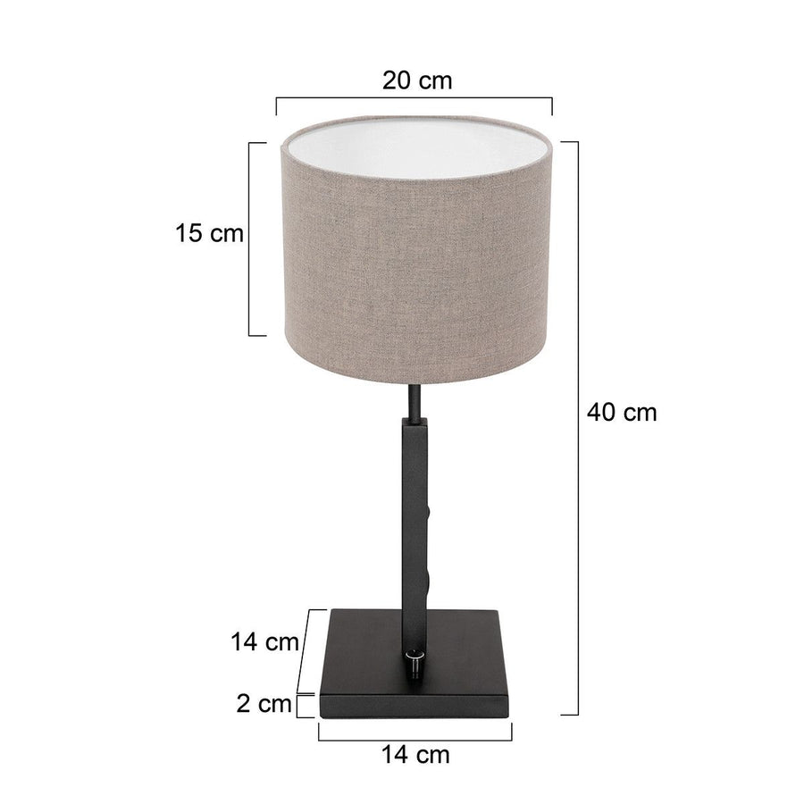 Tafellamp Stang 8160ZW Zwart + Grijs Linnen