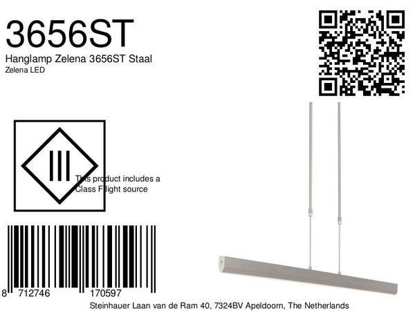 Hanglamp Zelena 3656ST Staal