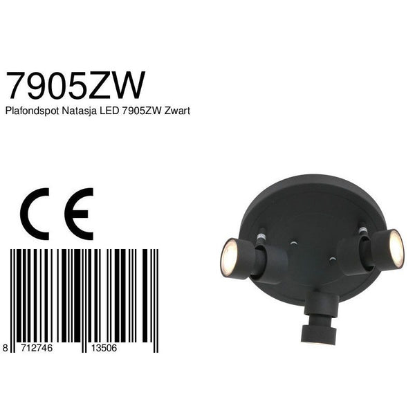 Plafondspot Natasja 7905ZW Zwart