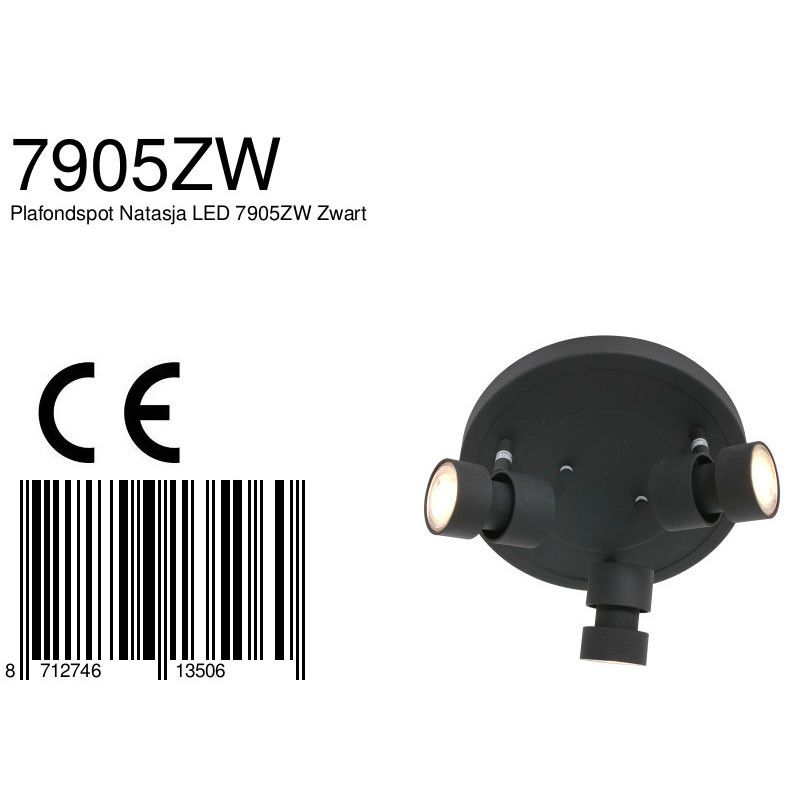 Plafondspot Natasja 7905ZW Zwart