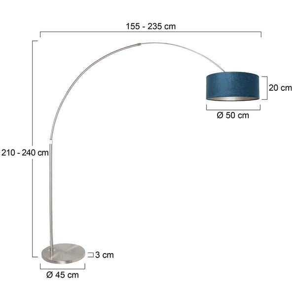 Vloerlamp Sparkled Light 7268ST+K1066ZS Staal-Fluweel Blauw