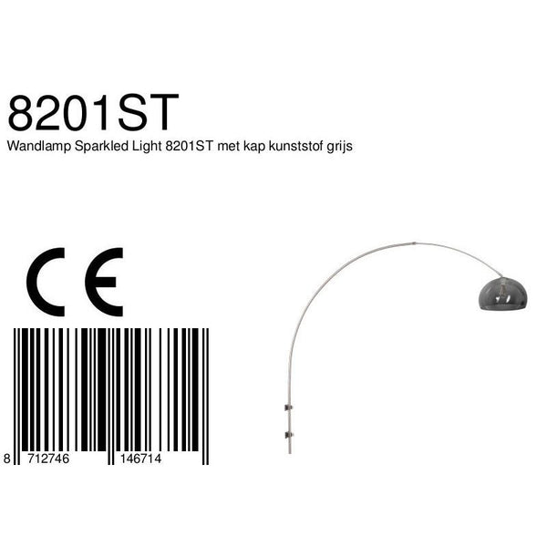 Wandlamp Sparkled Light 1481ST+K11130S Staal-Grijs Kunststof