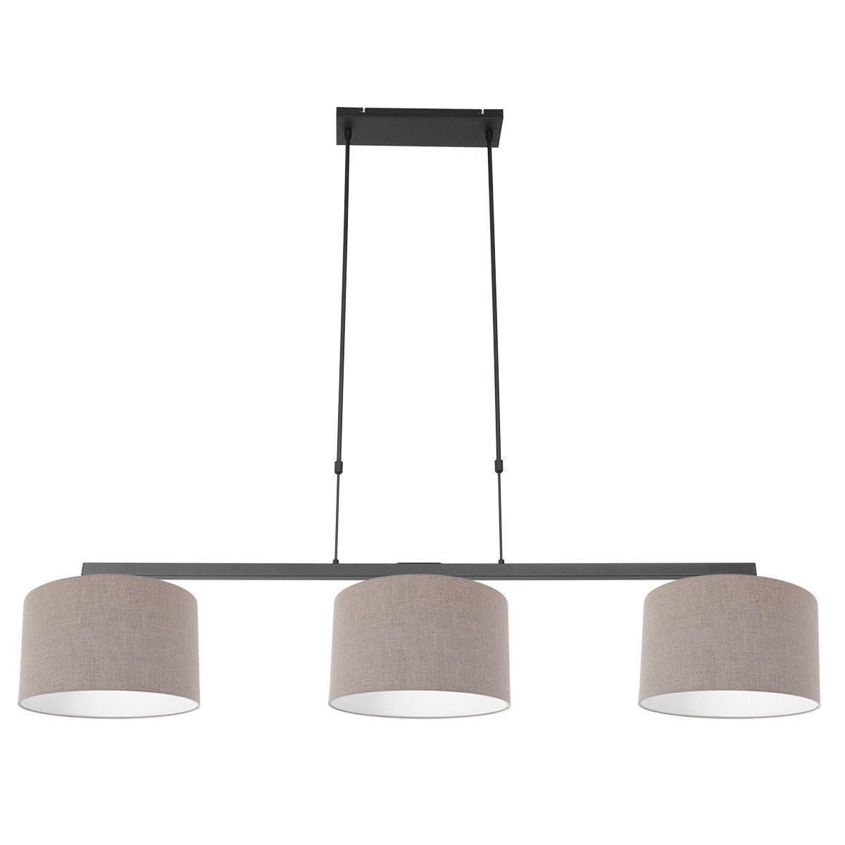 Hanglamp Stang 3462ZW Zwart + Kap Grijs Linnen