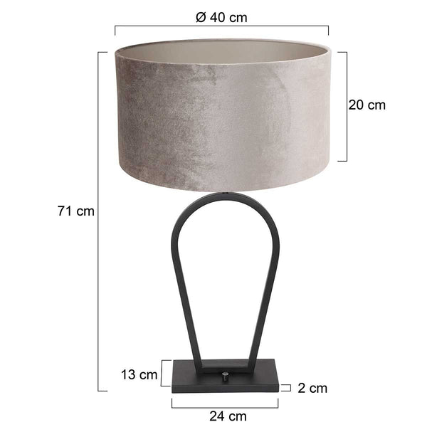 Tafellamp Stang 3505ZW Zwart + Kap Velours zilver