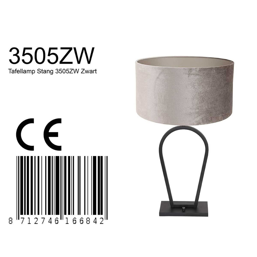 Tafellamp Stang 3505ZW Zwart + Kap Velours zilver