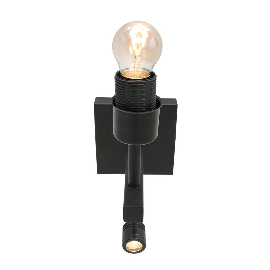 Wandlamp Stang 8203ZW Zwart + Kap Grijs Linnen