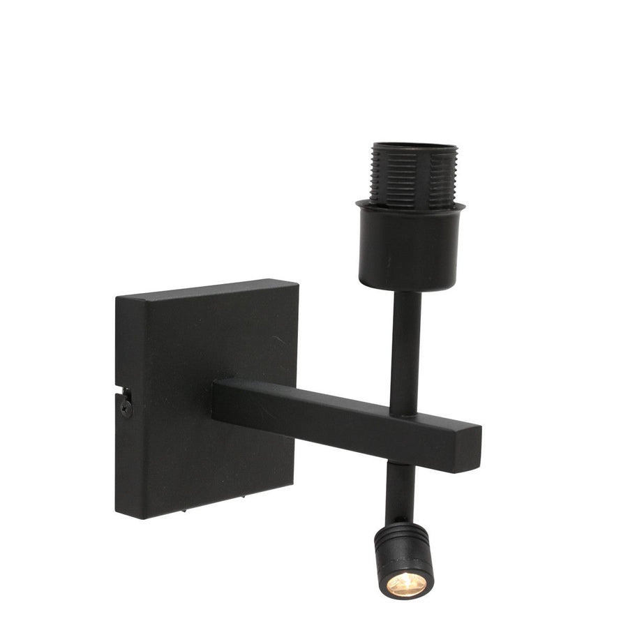 Wandlamp Stang 8203ZW Zwart + Kap Grijs Linnen