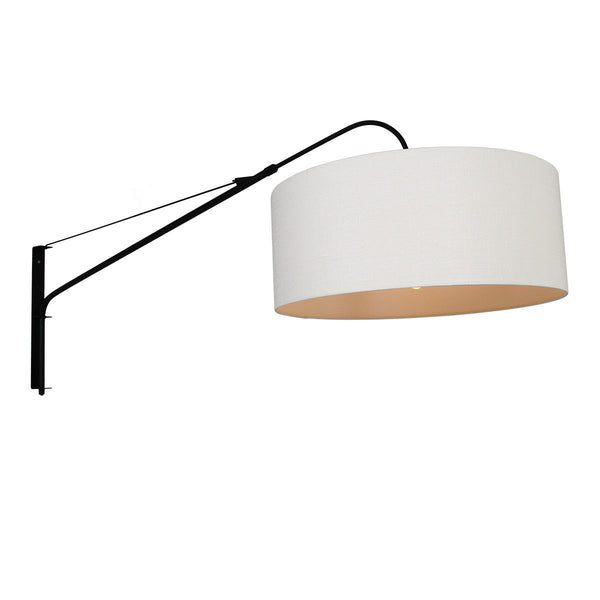 Wandlamp Elegant Classy 2574ZW+K1066QS Zwart-Wit Linnen