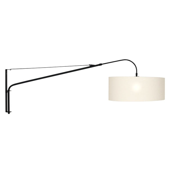Wandlamp Elegant Classy 2574ZW+K1066QS Zwart-Wit Linnen