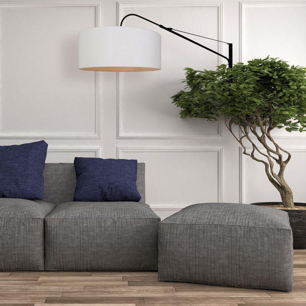 Wandlamp Elegant Classy 2574ZW+K1066QS Zwart-Wit Linnen