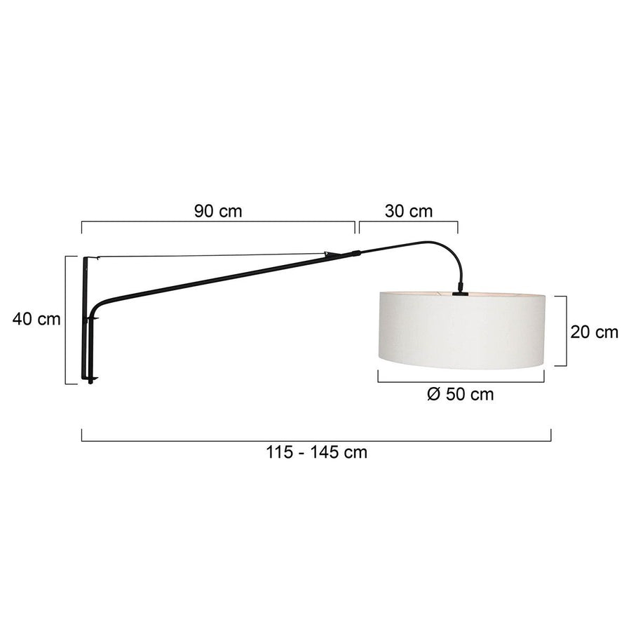 Wandlamp Elegant Classy 2574ZW+K1066QS Zwart-Wit Linnen