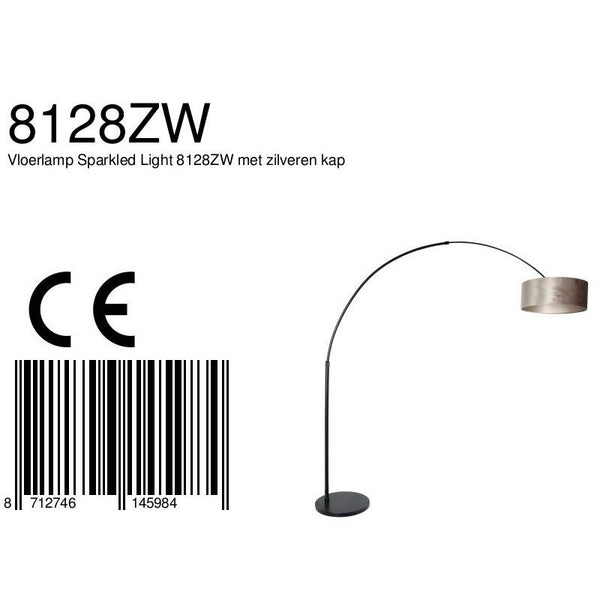 Vloerlamp Sparkled Light 7268ZW+K1066GS Zwart-Fluweel Zilver