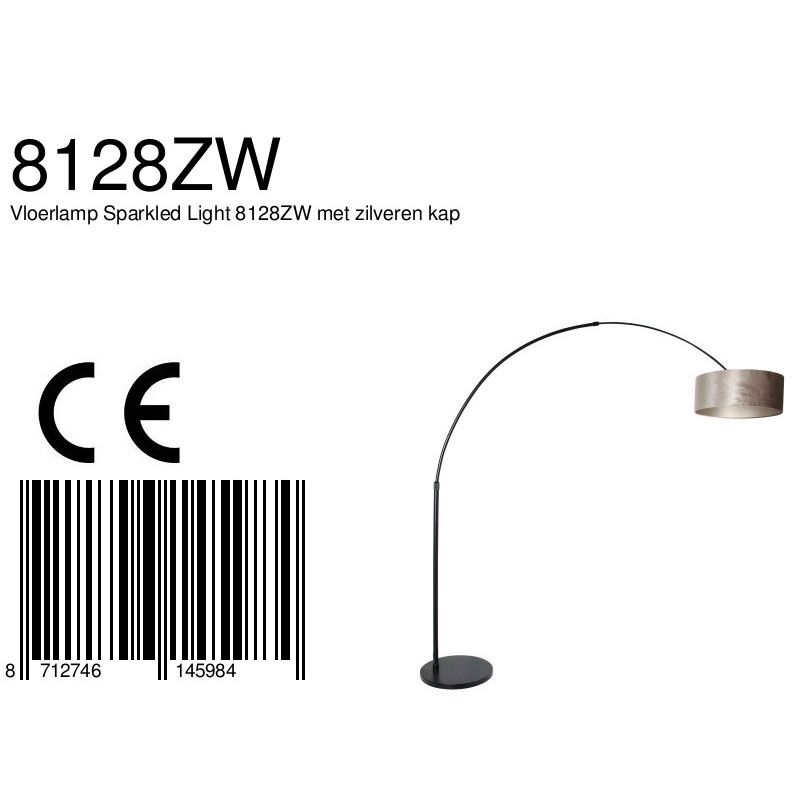 Vloerlamp Sparkled Light 7268ZW+K1066GS Zwart-Fluweel Zilver