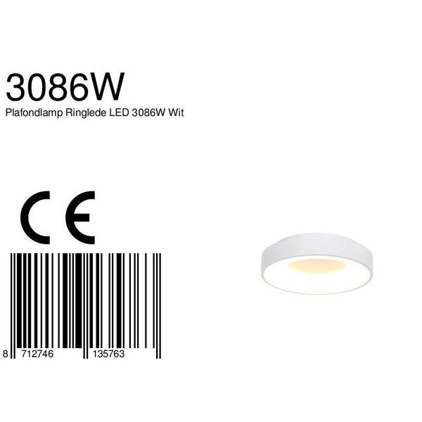 Plafondlamp Ringlede 3086W Wit Ø30cm