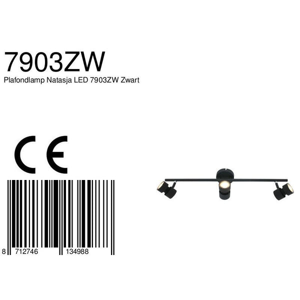 Plafondspot Natasja 7903ZW Zwart