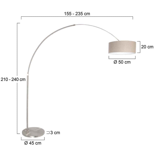 Vloerlamp Sparkled Light 7268ST+K1066RS Staal+Grijs Linnen