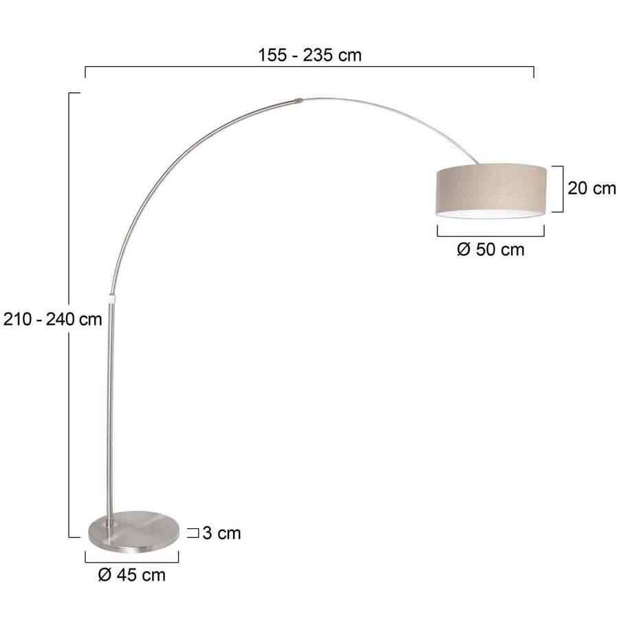 Vloerlamp Sparkled Light 7268ST+K1066RS Staal+Grijs Linnen