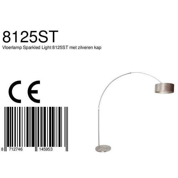 Vloerlamp Sparkled Light 7268ST+K1066GS Staal-Fluweel Zilver