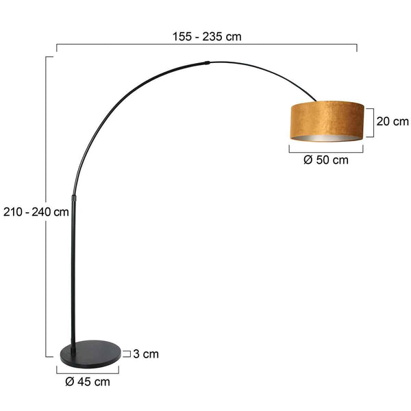 Vloerlamp Sparkled Light 7268ZW+K1066KS Zwart-Fluweel Goud