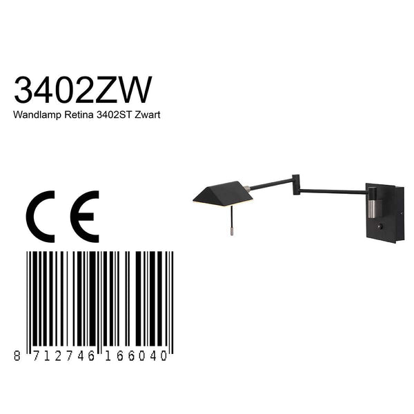 Wandlamp Retina 3402ZW Zwart