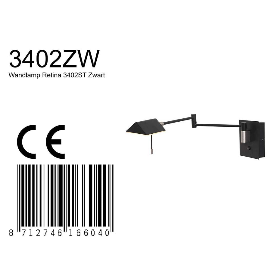 Wandlamp Retina 3402ZW Zwart