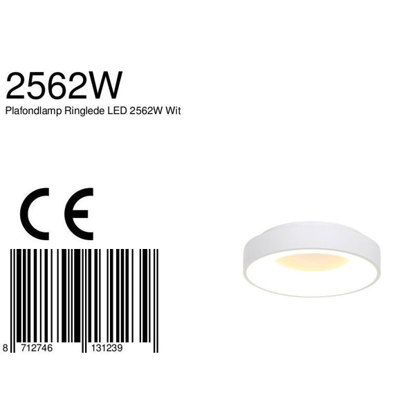 Plafondlamp Ringlede 2562W Wit Ø38cm