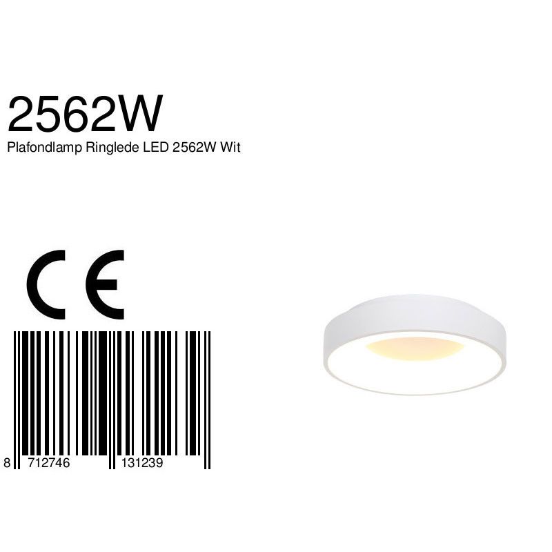 Plafondlamp Ringlede 2562W Wit Ø38cm