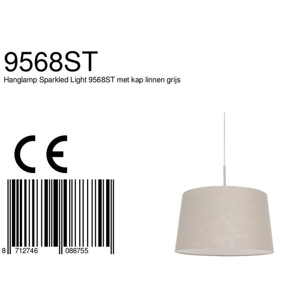 Hanglamp Sparkled Light 3602ST+K1001RS Staal-Grijs Linnen
