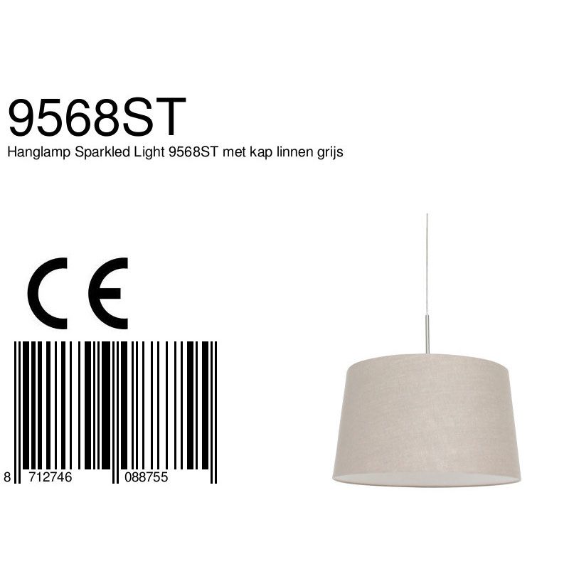 Hanglamp Sparkled Light 3602ST+K1001RS Staal-Grijs Linnen
