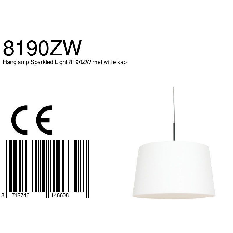 Hanglamp Sparkled Light 3602ZW+K1001QS Zwart-Wit Linnen