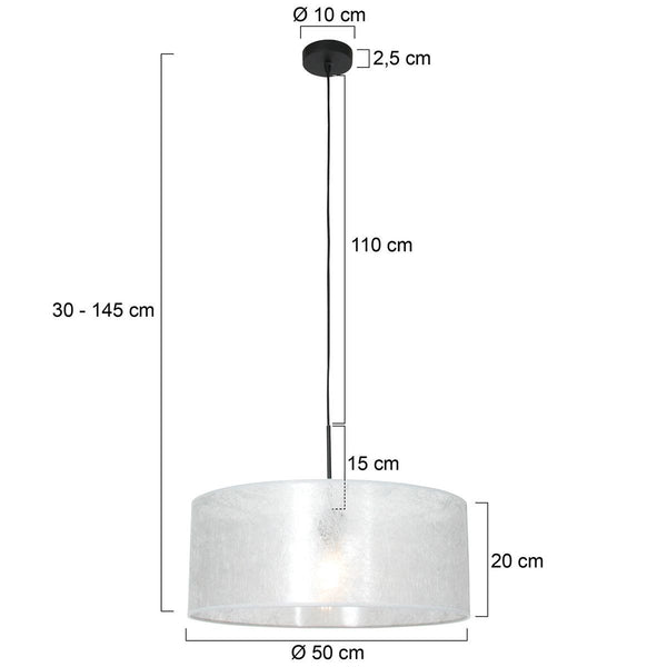Hanglamp Sparkled Light 3602ZW+K1066PS Zwart-Sizoflor Zilver