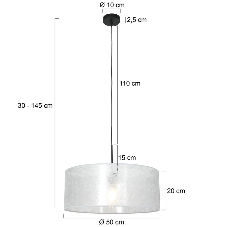 Hanglamp Sparkled Light 3602ZW+K1066PS Zwart-Sizoflor Zilver