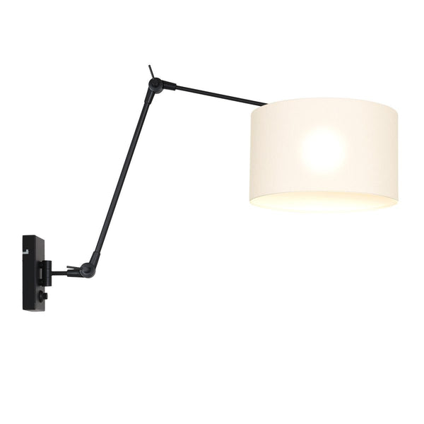 Wandlamp Prestige Chic 7396ZW+K7396QS Zwart-Wit Linnen