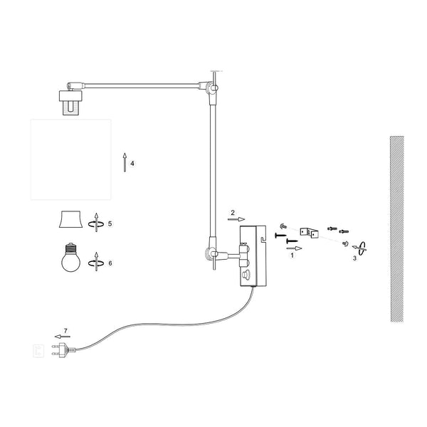 Wandlamp Prestige Chic 7396ZW+K7396QS Zwart-Wit Linnen