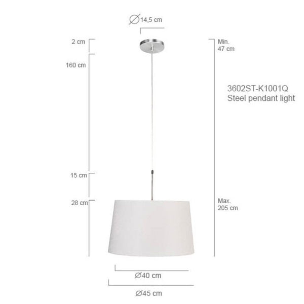 Hanglamp Sparkled Light 3602ST+K1001QS Staal-Wit Linnen