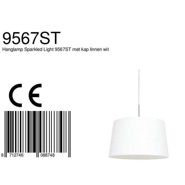 Hanglamp Sparkled Light 3602ST+K1001QS Staal-Wit Linnen