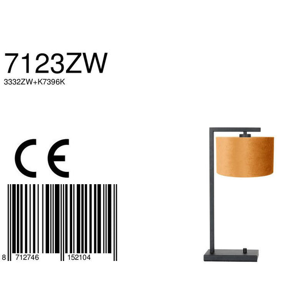 Tafellamp Stang 7123ZW Zwart + Kap Velours Goud