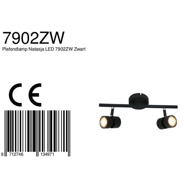 Plafondlamp Natasja 7902ZW Zwart