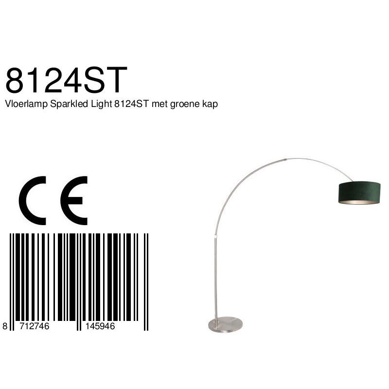 Vloerlamp Sparkled Light 7268ST+K1066VS Staal-Fluweel Groen